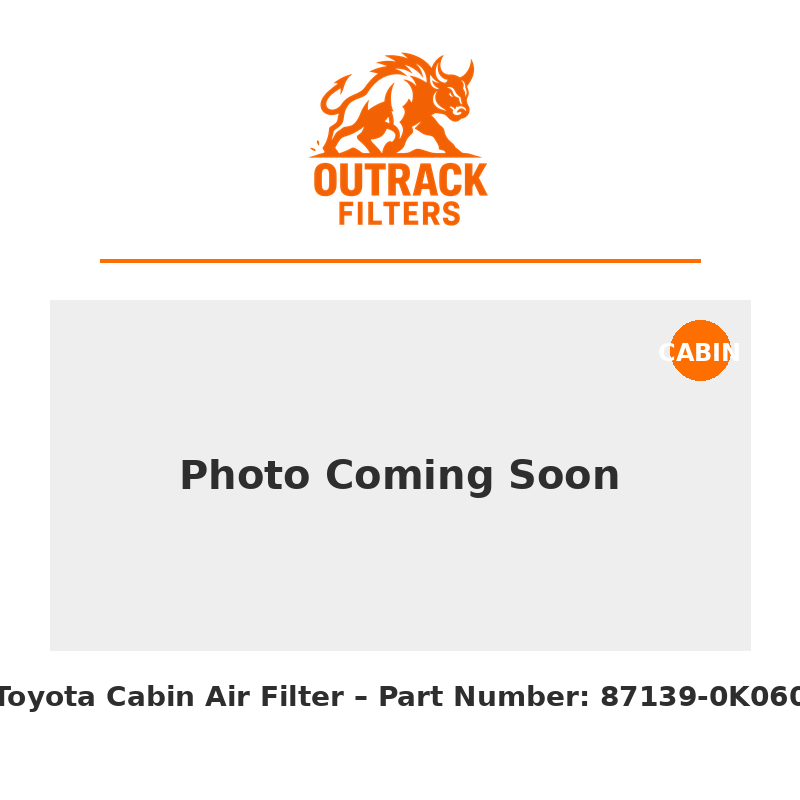 Toyota Cabin Air Filter – Part Number: 87139-0K060